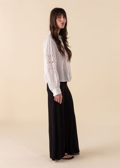 LILLEMOR Vide bukser med høy midje - Svart 2 - Indiska