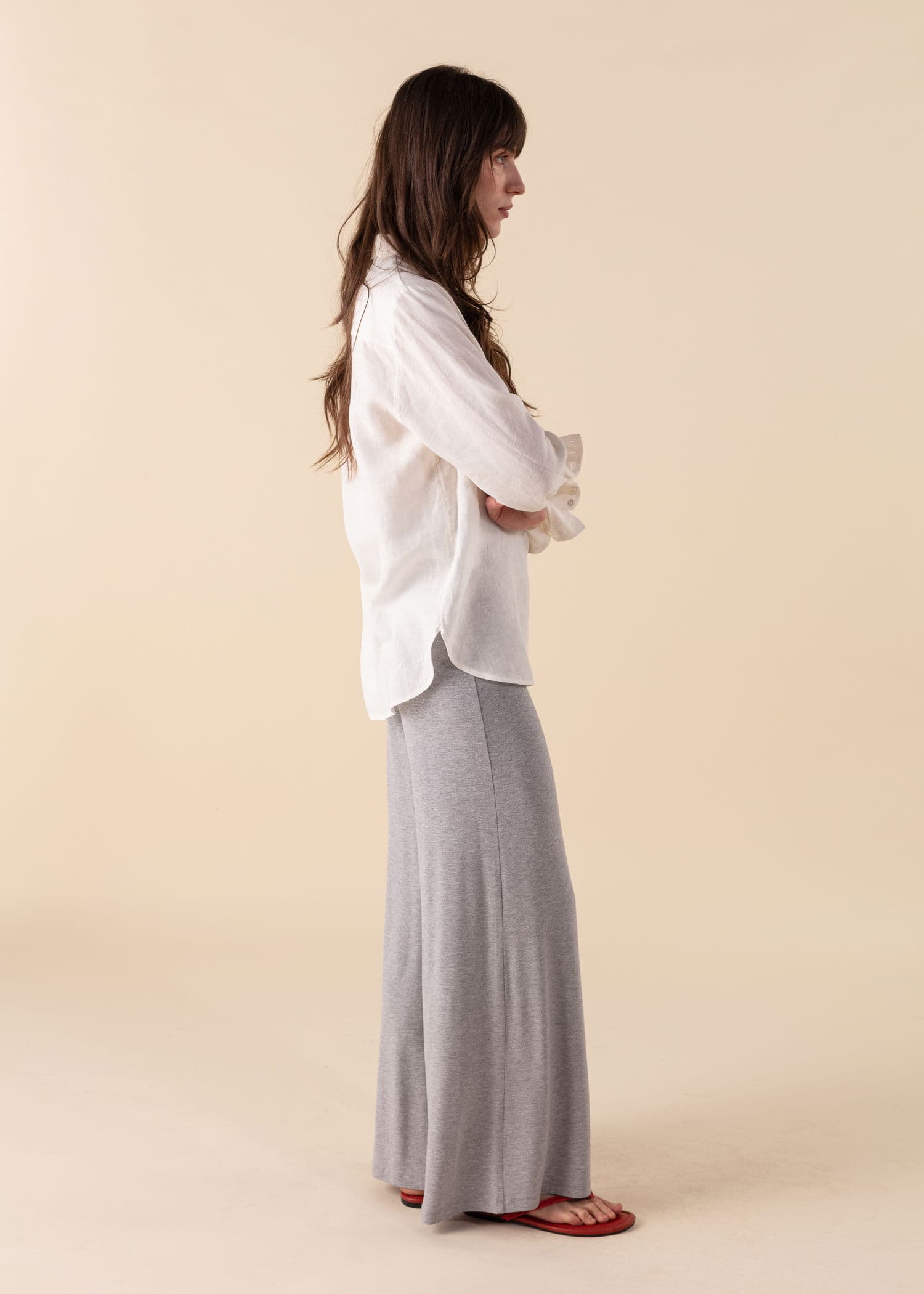 LILLEMOR Vide bukser med høy midje - Grå 2 - Indiska