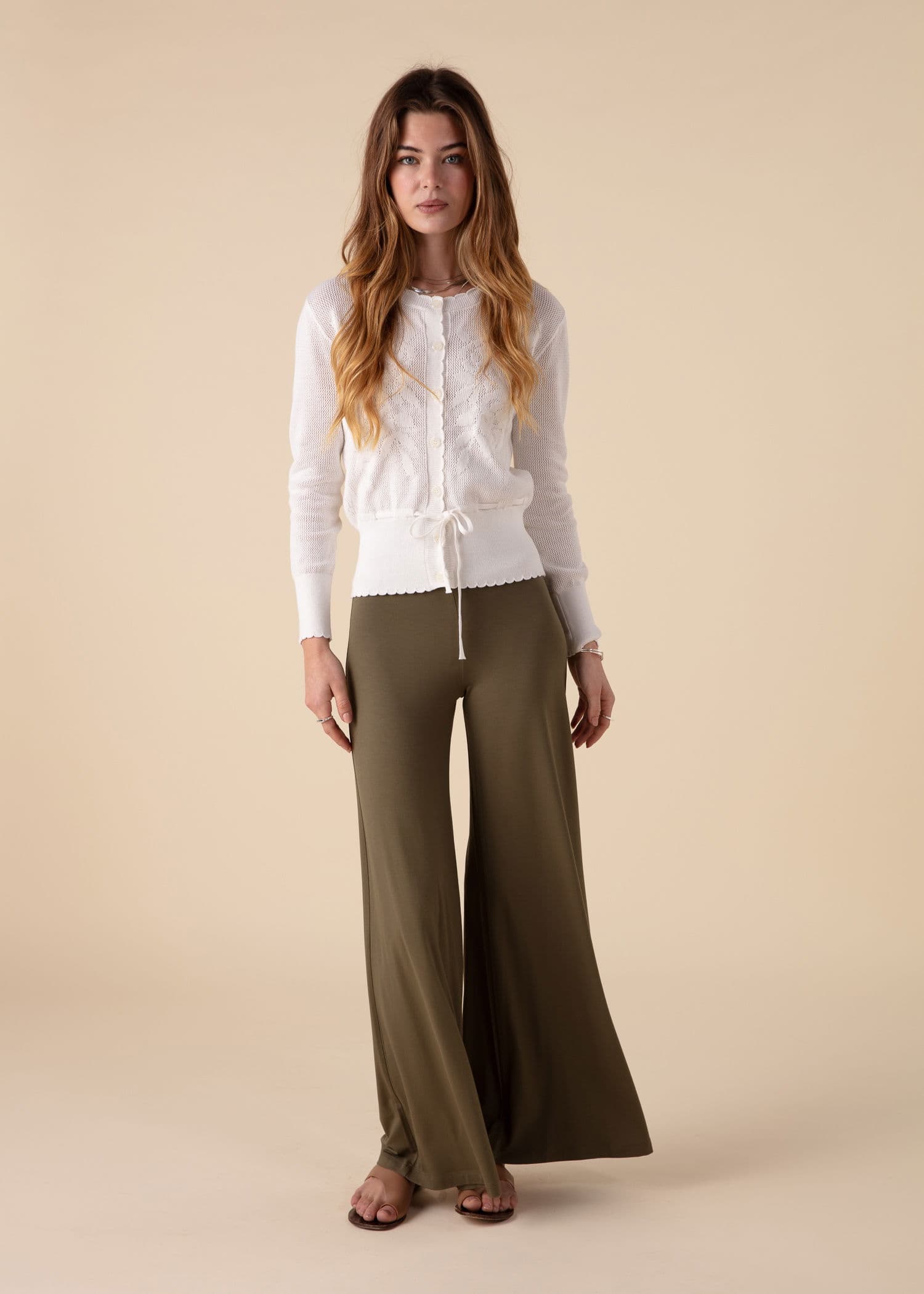 LILLEMOR Vide bukser med høy midje - Grønn 2 - Indiska