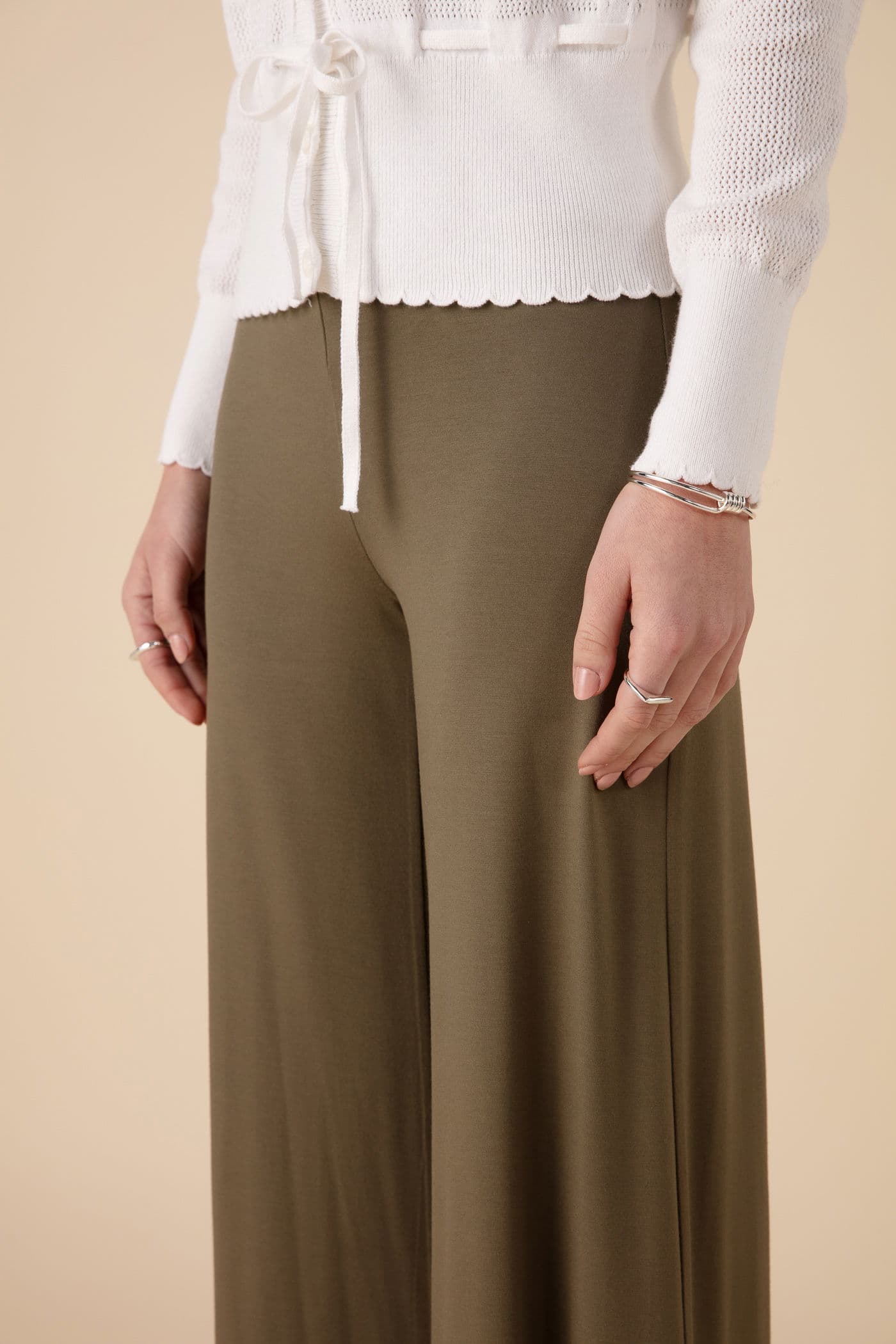 LILLEMOR Vide bukser med høy midje - Grønn 3 - Indiska