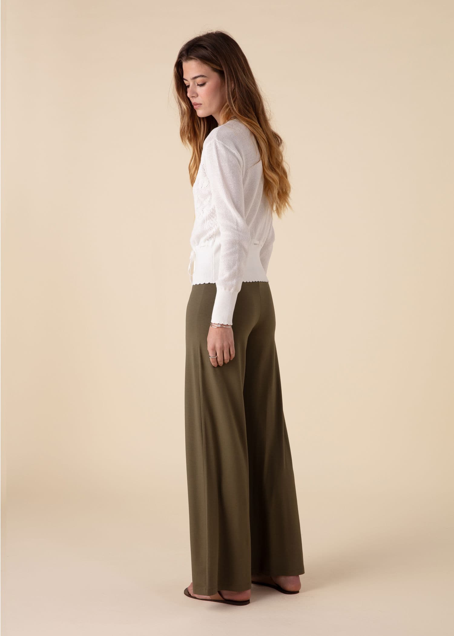 LILLEMOR Vide bukser med høy midje - Grønn 4 - Indiska