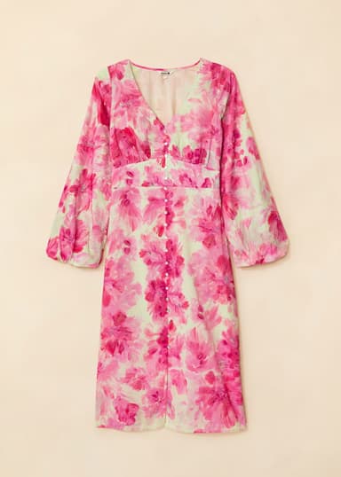 REGINA Blomstret lang kjole - Rosa 5 - Indiska