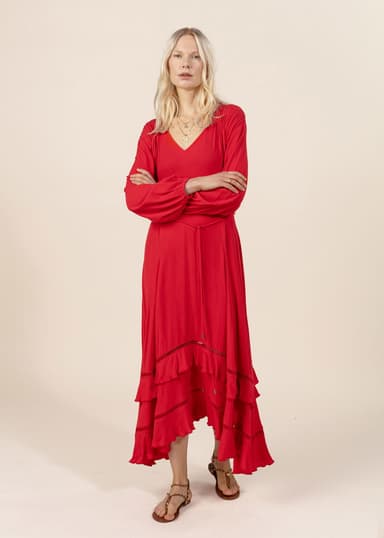 TANYA Asymmetrisk kjole - Rød 6 - Indiska