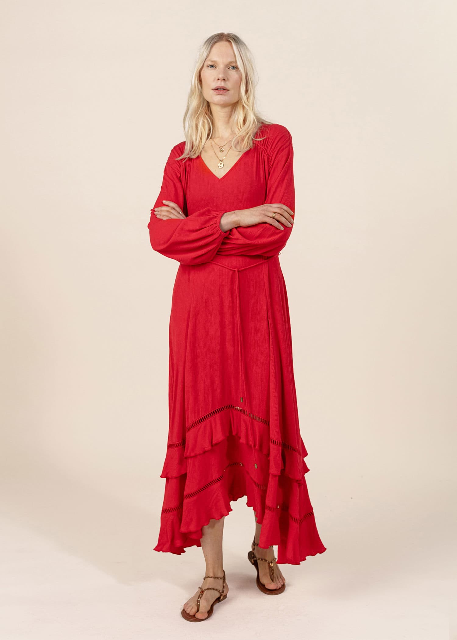 TANYA Asymmetrisk kjole - Rød 6 - Indiska