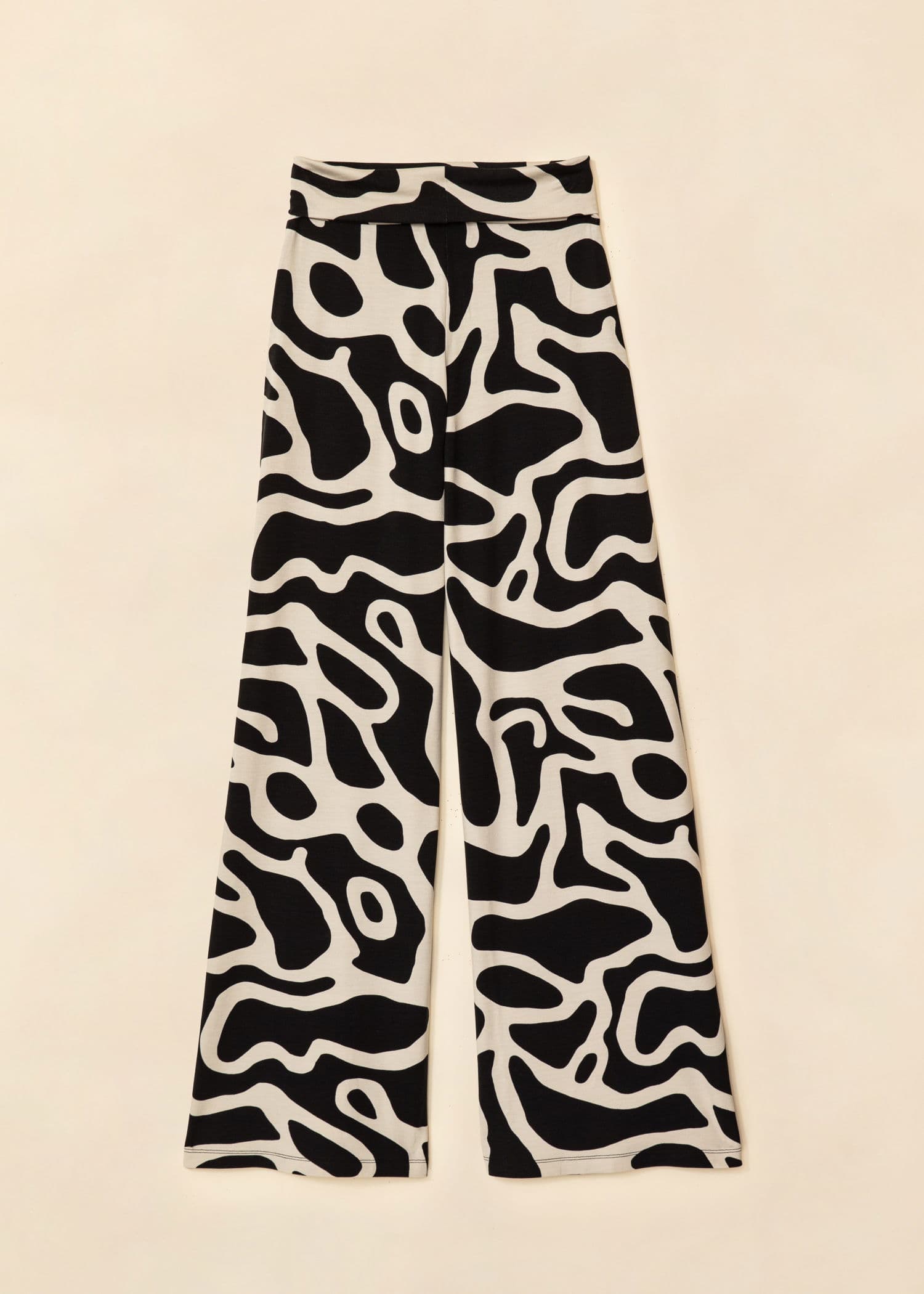 LILLEMOR Mønstrede vide benbukser - Svart 1 - Indiska