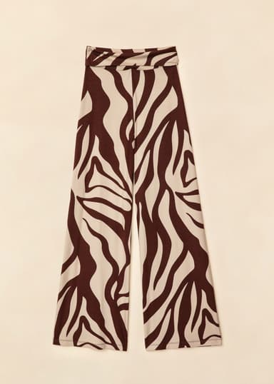 LILLEMOR Sebramønstrede vide benbukser - Brun 1 - Indiska