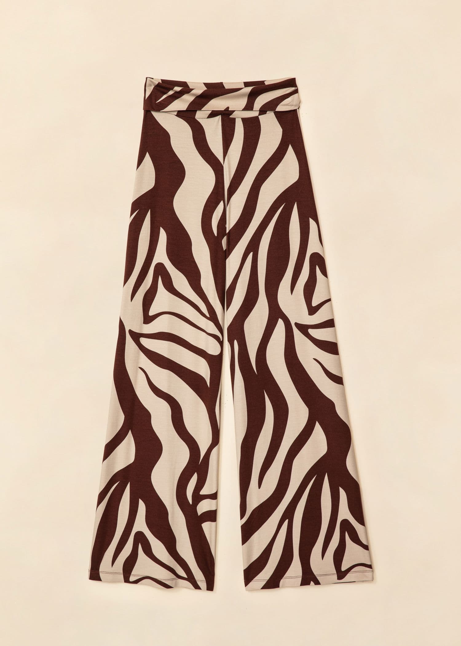 LILLEMOR Sebramønstrede vide benbukser - Brun 1 - Indiska