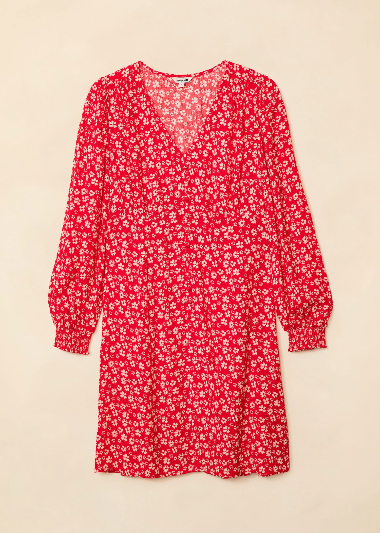 ENYA Blomstret kort kjole - Rød 5 - Indiska