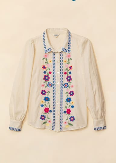 TASHA Brodert blomsterskjorte - Multi 1 - Indiska