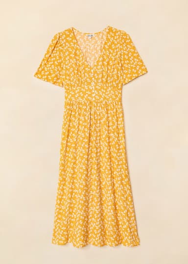 ZUDORA Mønstret, kortermet kjole - Gul 1 - Indiska