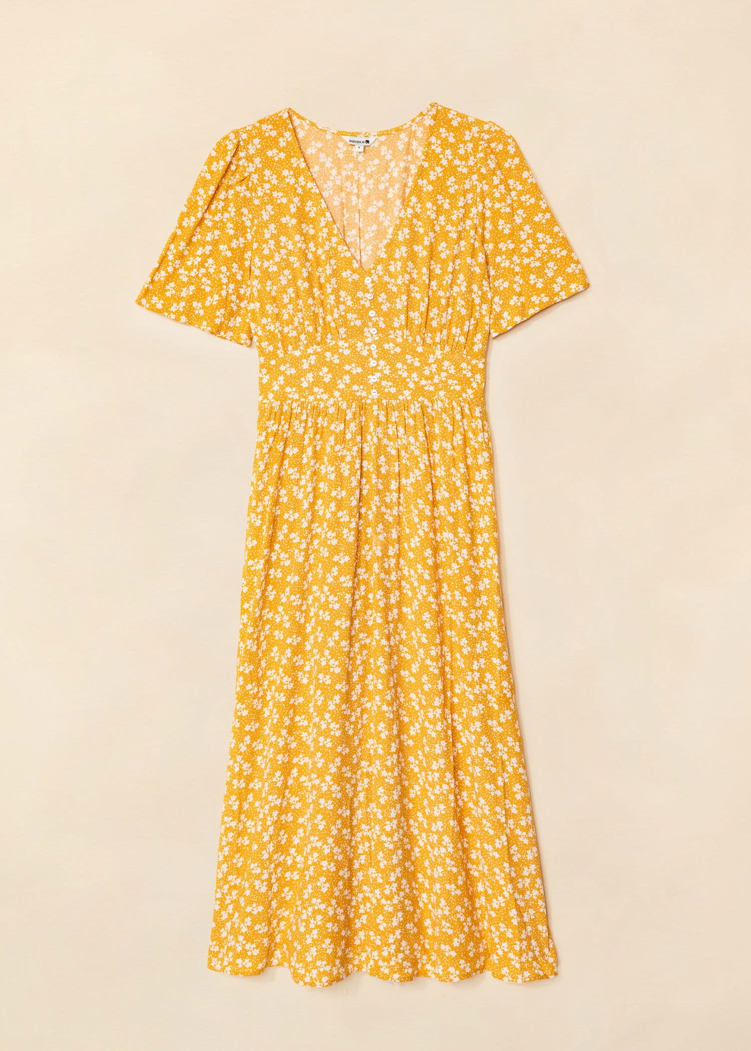 ZUDORA Mønstret, kortermet kjole - Gul 1 - Indiska