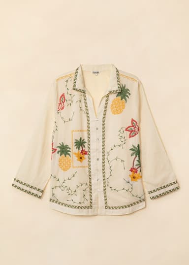 PINEAPPLE Brodert skjorte med ananas - Grønn 1 - Indiska