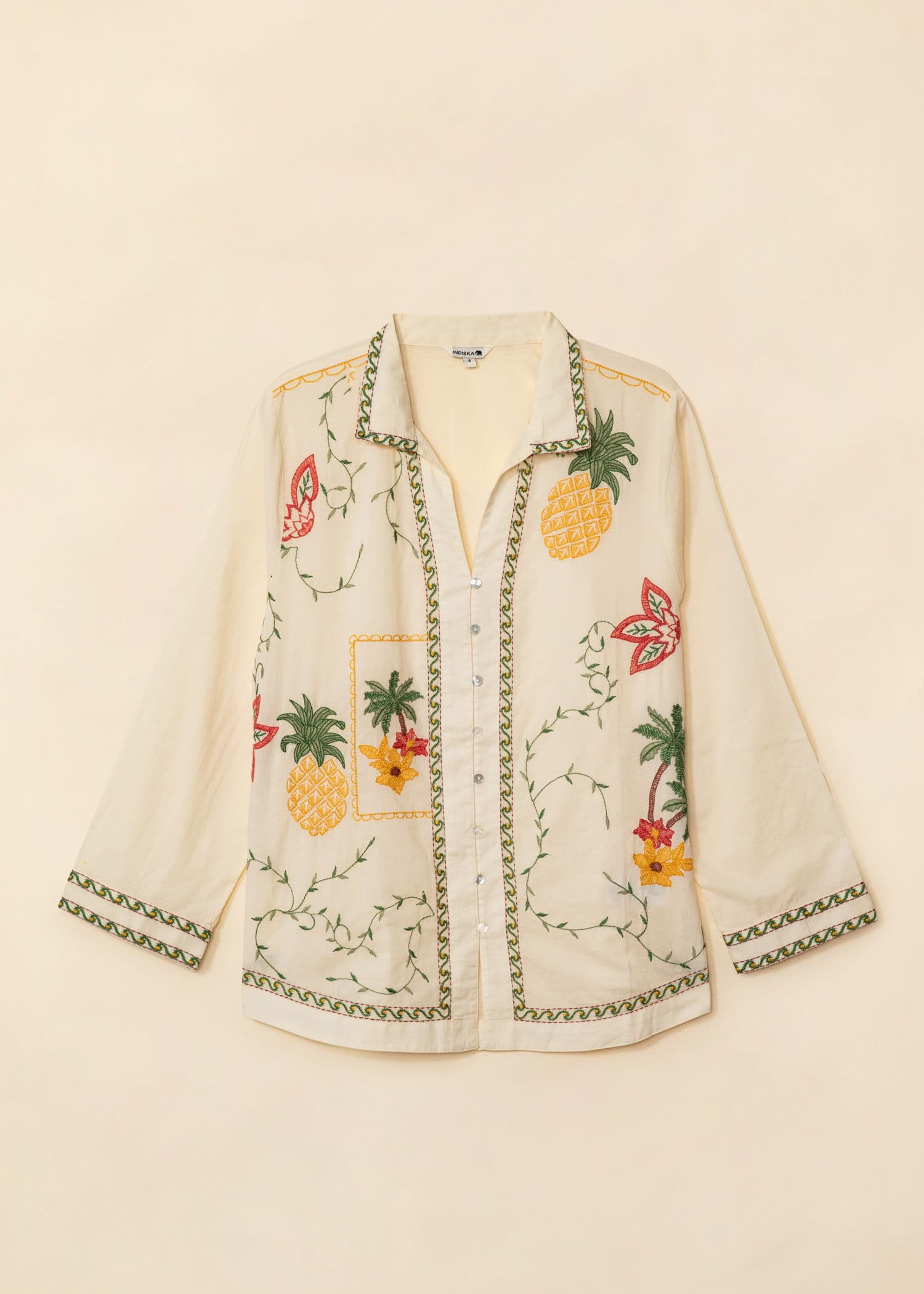 PINEAPPLE Brodert skjorte med ananas - Grønn 1 - Indiska