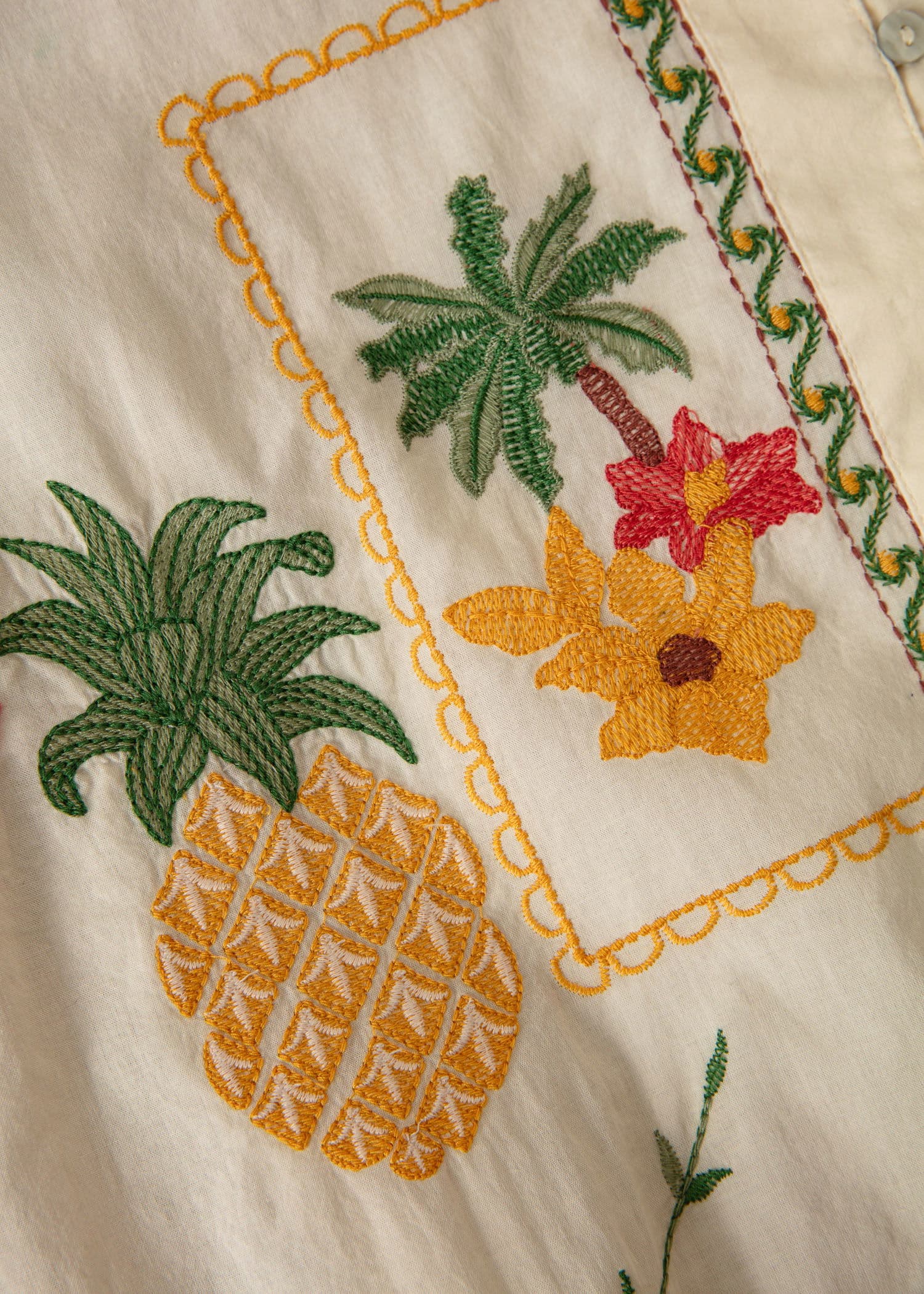 PINEAPPLE Brodert skjorte med ananas - Grønn 2 - Indiska