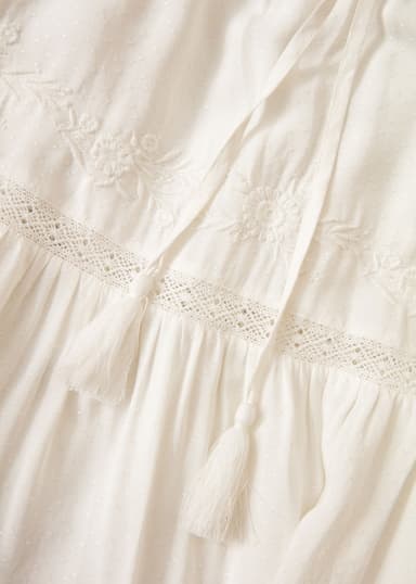 JULIETTE Brodert maksiskørt - Hvit 2 - Indiska