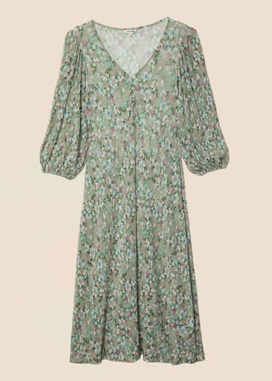 IKA Mønstret a-linje-kjole - Grønn 1 - Indiska