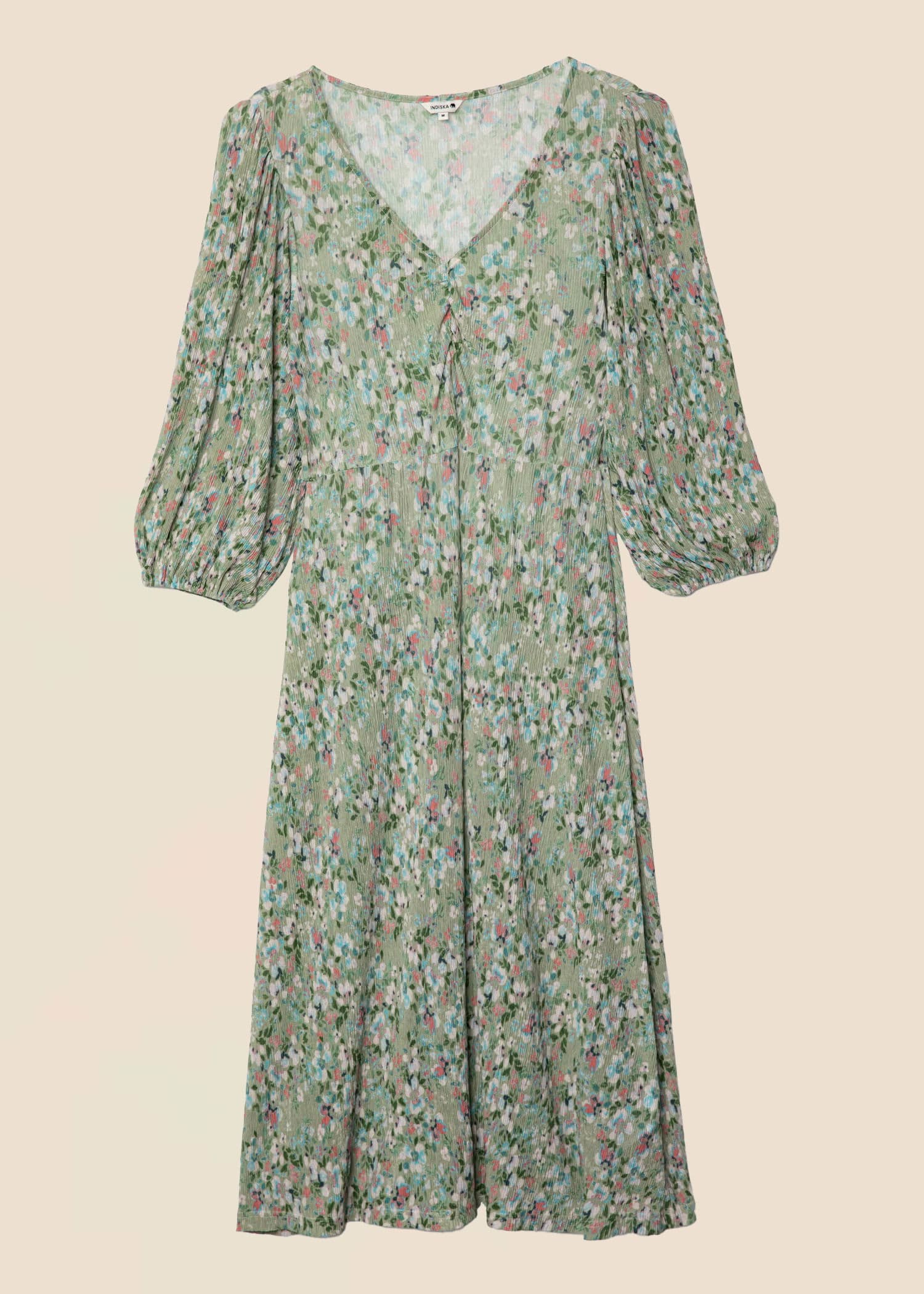 IKA Mønstret a-linje-kjole - Grønn 1 - Indiska