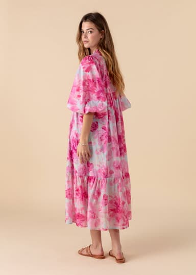 CORNELIA Mønstret kjole i bomull - Rosa 4 - Indiska