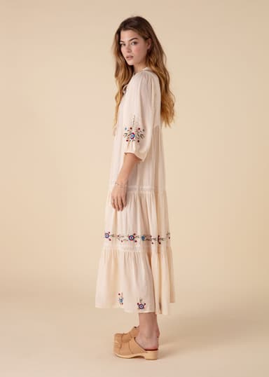 JULIETTE Brodert lang kjole - Hvit 6 - Indiska