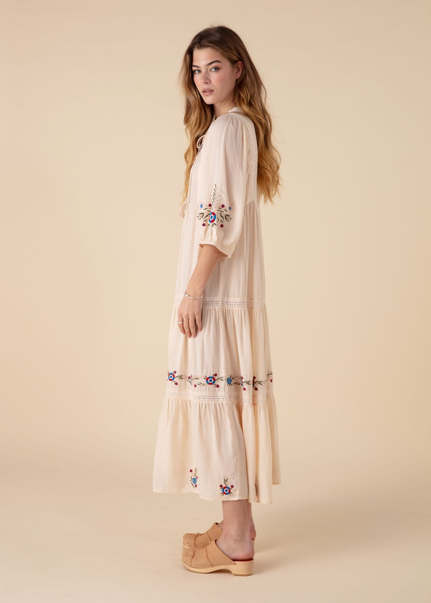 JULIETTE Brodert lang kjole - Hvit 6 - Indiska