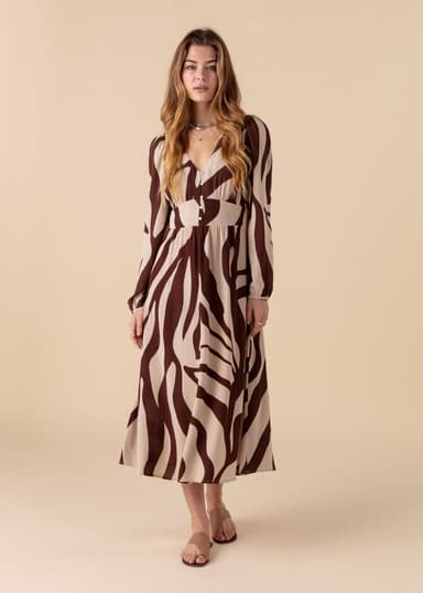 ZUDORA Lang kjole med sebratrykk - Brun 1 - Indiska
