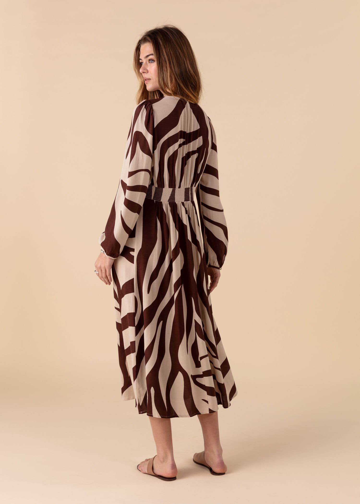 ZUDORA Lang kjole med sebratrykk - Brun 2 - Indiska