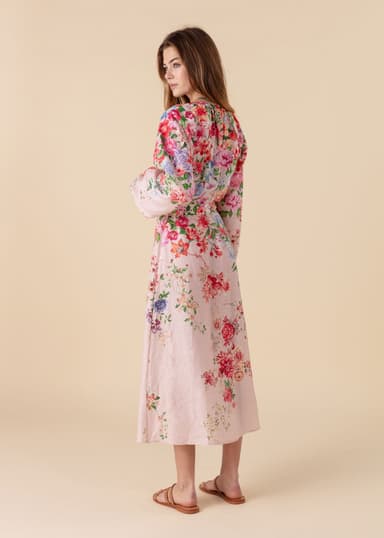 CORINE Langermet blomstret kjole - Rosa 4 - Indiska