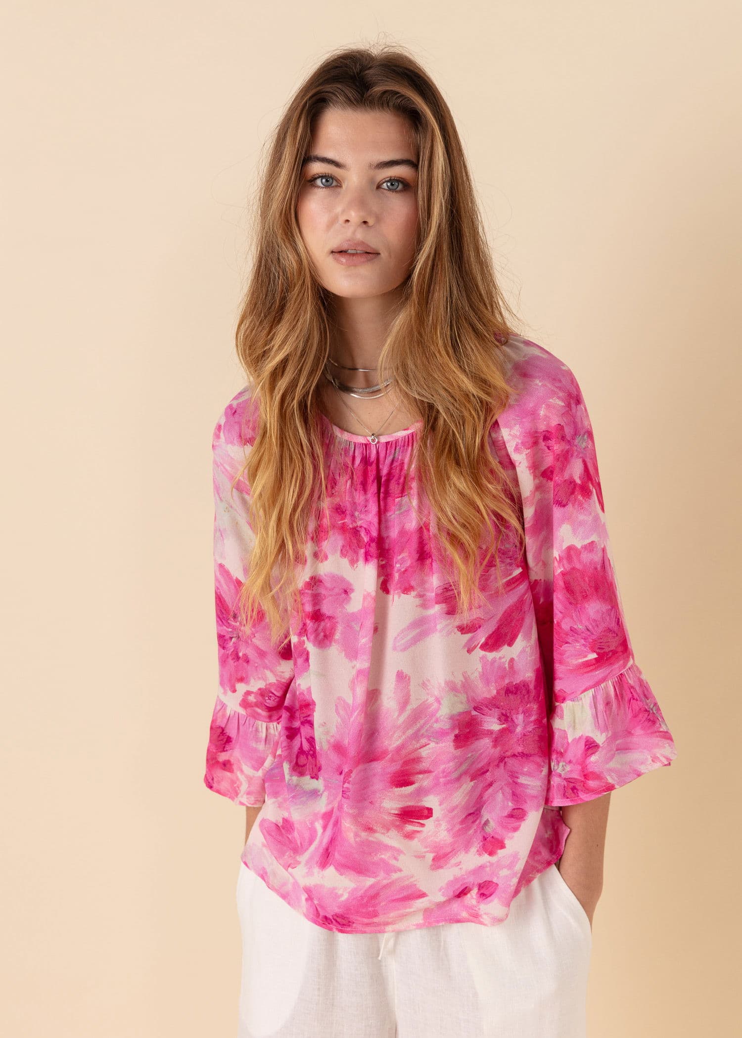 DOLLIE Mønstret bluse - Rosa 3 - Indiska