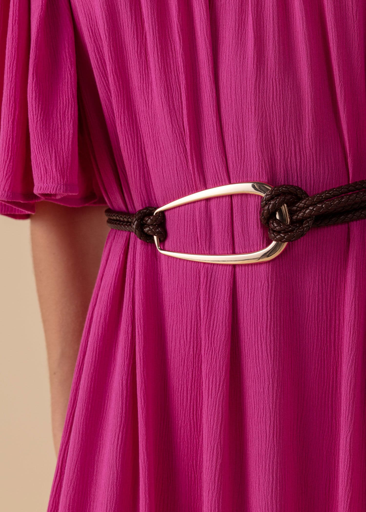 THIN Flettet belte med metallspenne - Brun 2 - Indiska