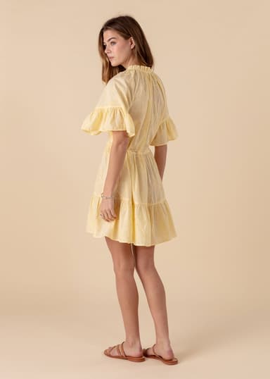 SUMAN Brodert kort kjole - Gul 4 - Indiska