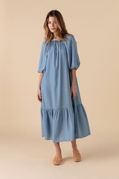 AVA Tencel maxi kjole - Blå 1 - Indiska