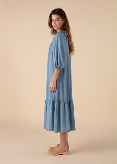 AVA Tencel maxi kjole - Blå 3 - Indiska