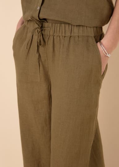 KAMAALA Grønn beskåret linbukse - Grønn 2 - Indiska