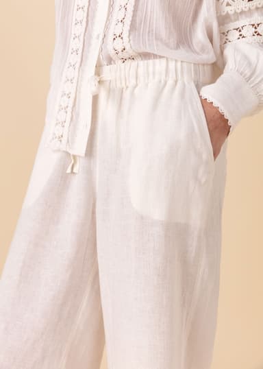 KAMAALA Beskåret linbukse - Hvit 2 - Indiska