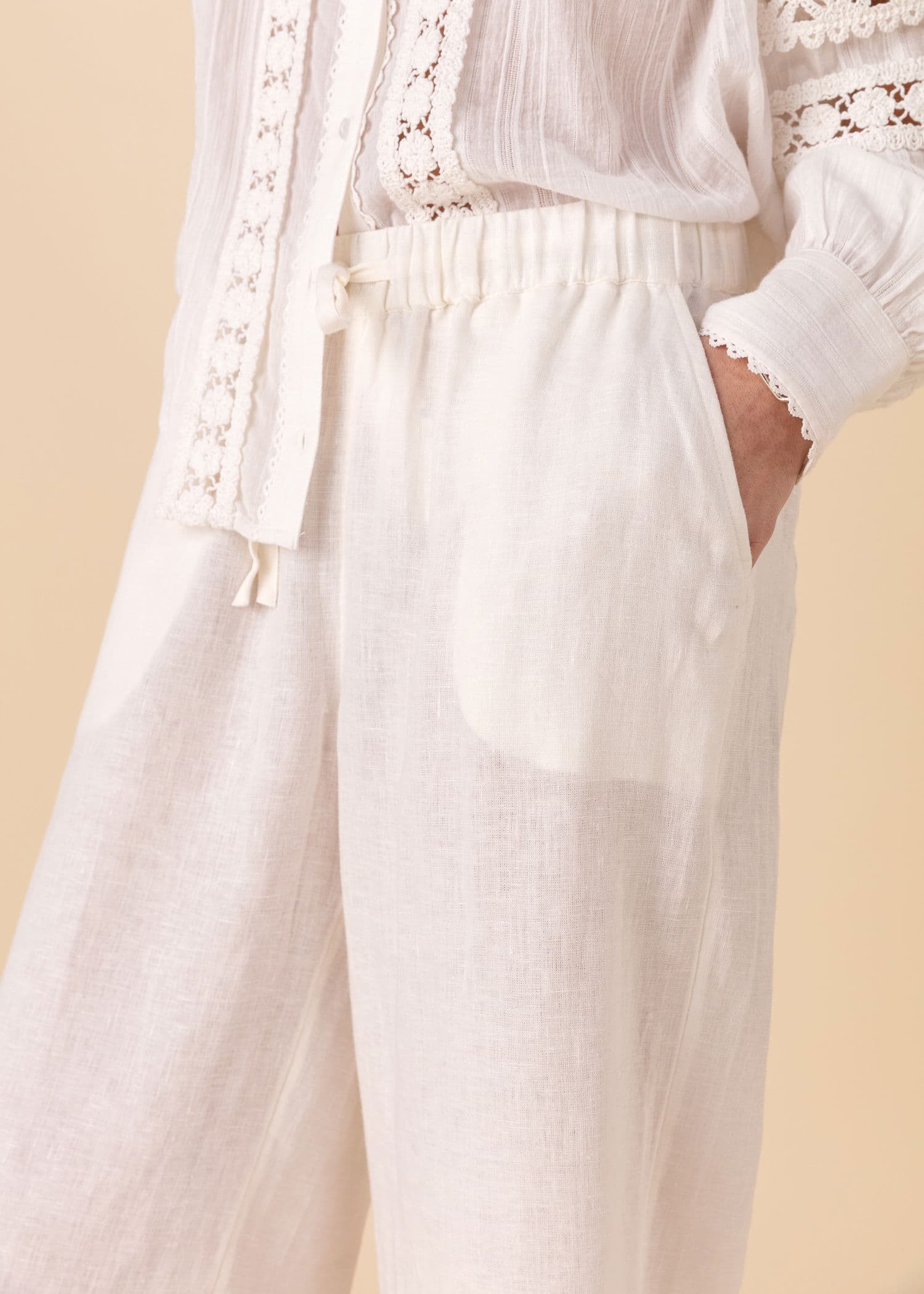 KAMAALA Beskåret linbukse - Hvit 2 - Indiska