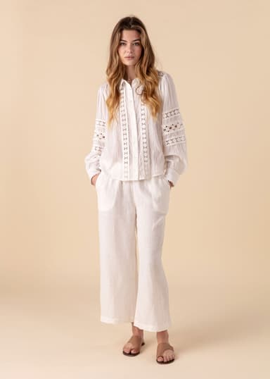 KAMAALA Beskåret linbukse - Hvit 3 - Indiska