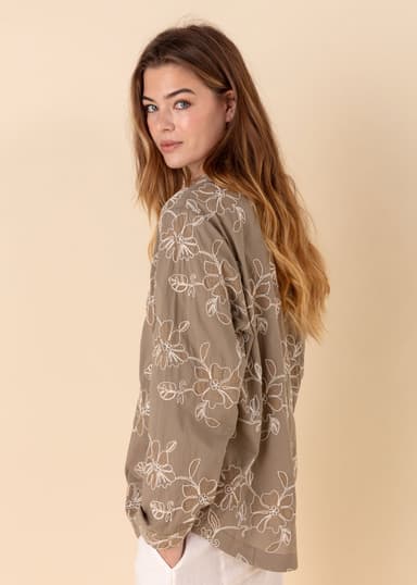 ATHINA Brodert skjorte - Grønn 2 - Indiska