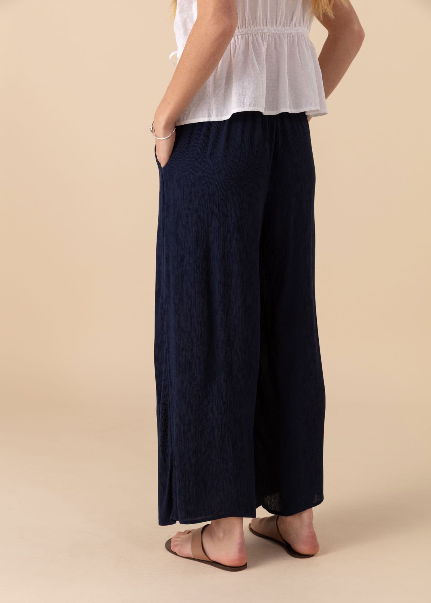 ELSIE Blå vide ankelbukser - Blå 4 - Indiska