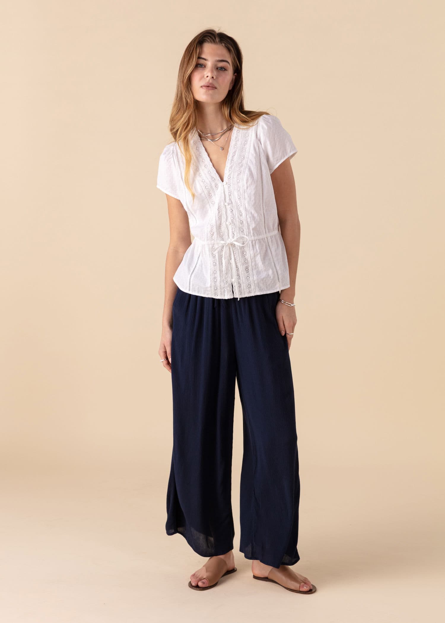 ELSIE Blå vide ankelbukser - Blå 5 - Indiska