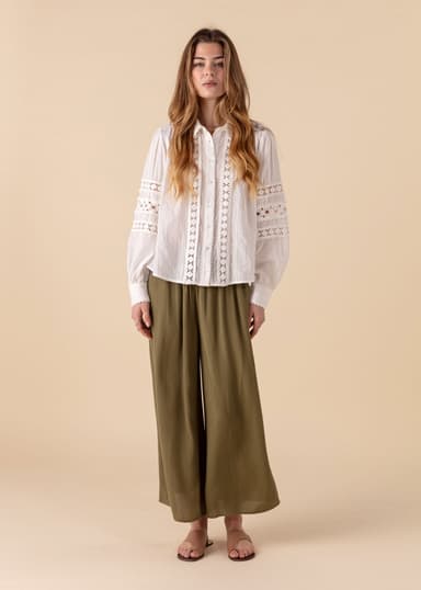 ELSIE Khakifärgade vida byxor med knyt - Grön 2 - Indiska