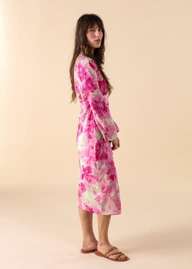 REGINA Blomstret lang kjole - Rosa 2 - Indiska