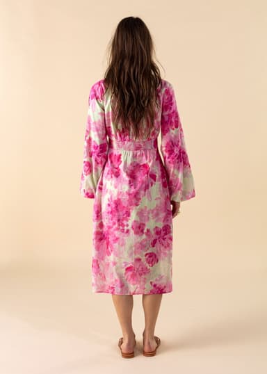 REGINA Blomstret lang kjole - Rosa 4 - Indiska