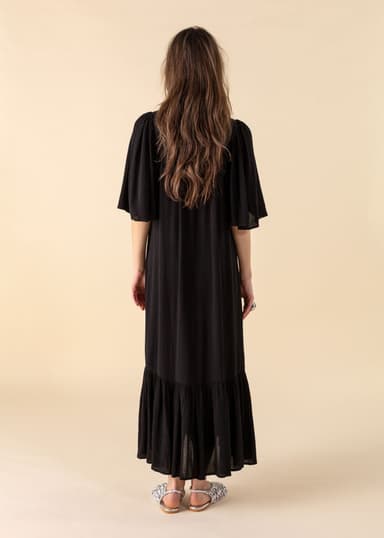 KHALO Lang kjole med korte ermer - Svart 3 - Indiska