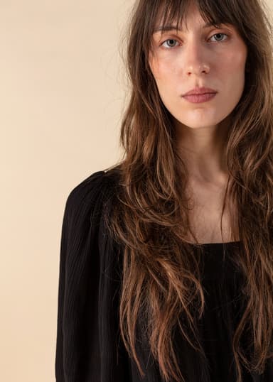 KHALO Lang kjole med korte ermer - Svart 4 - Indiska