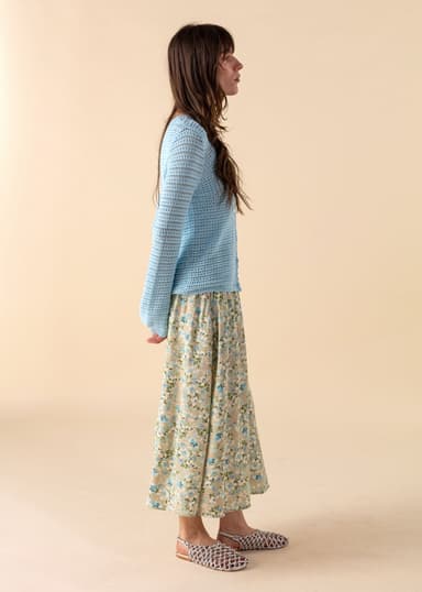 SIBEL Grønn mønstret midiskjørt - Grønn 2 - Indiska