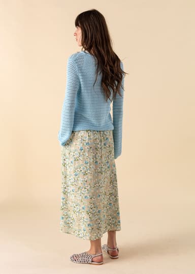 SIBEL Grønn mønstret midiskjørt - Grønn 4 - Indiska