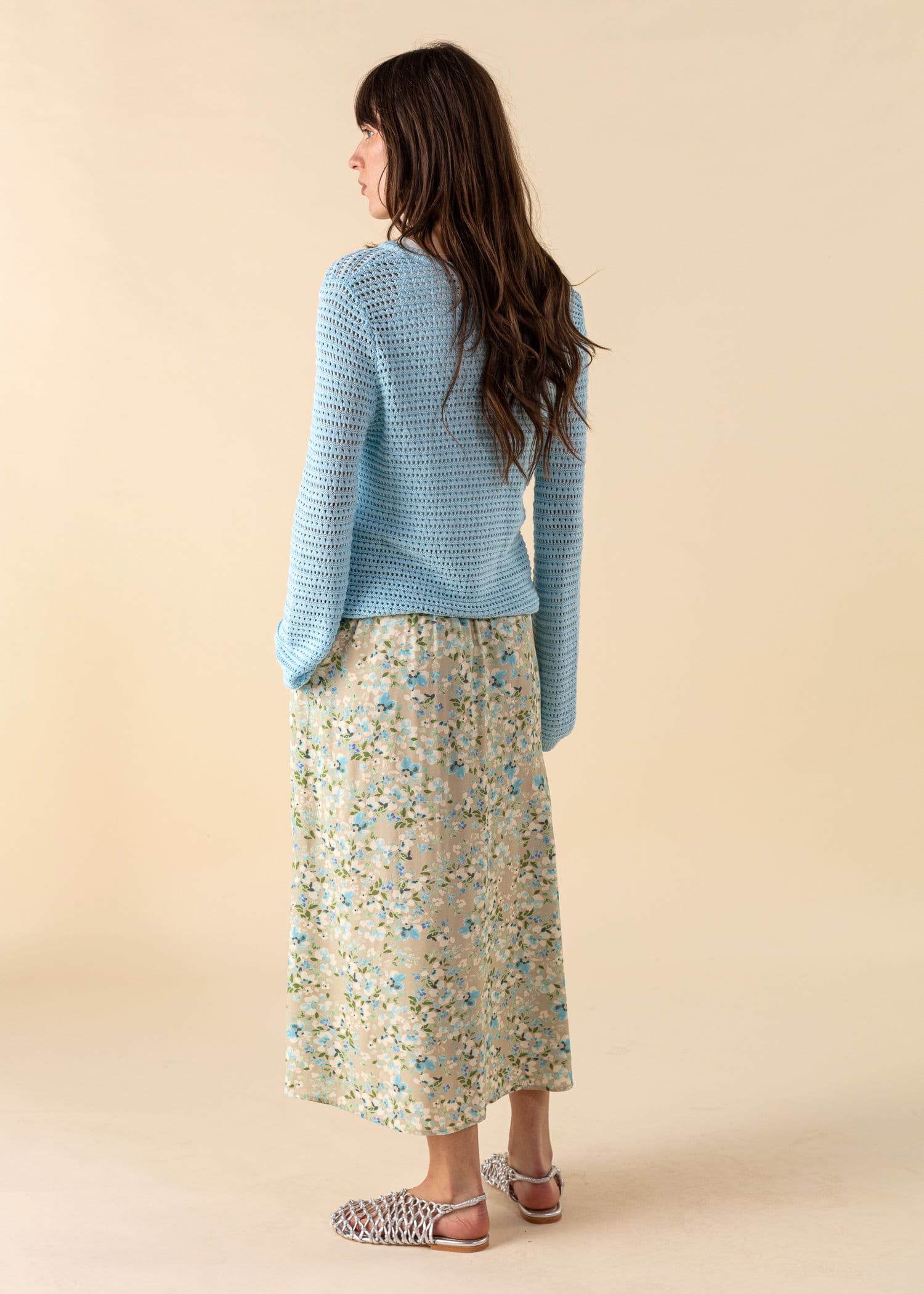 SIBEL Grønn mønstret midiskjørt - Grønn 4 - Indiska