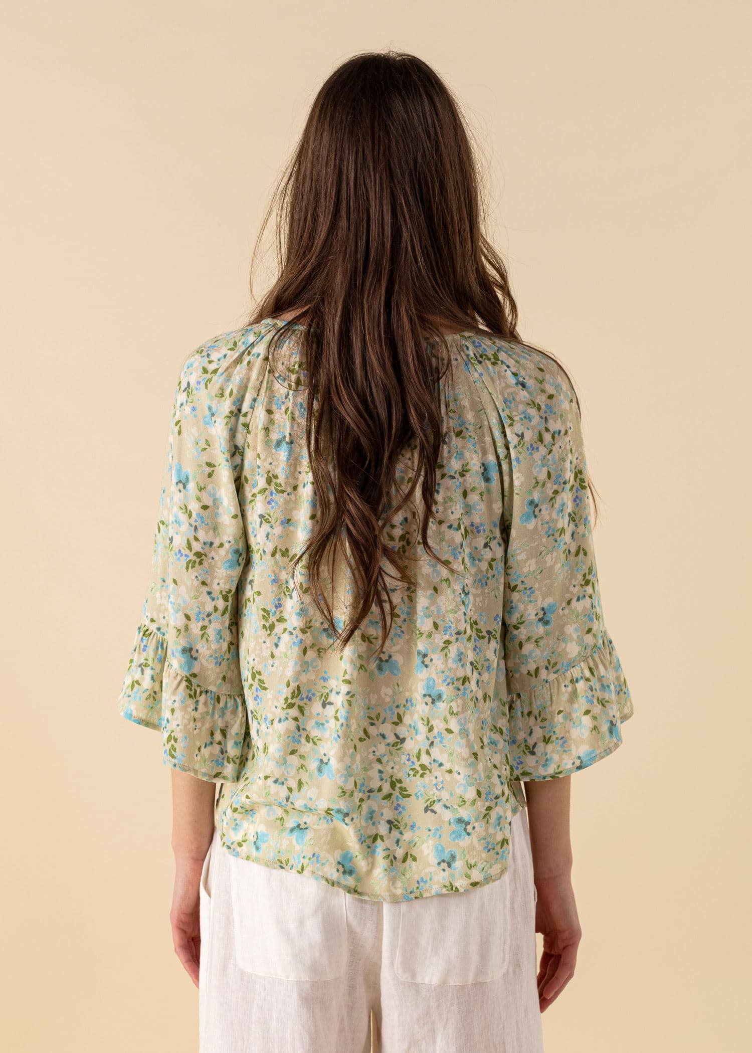 DOLLIE Bluse med 3/4 ermer - Grønn 4 - Indiska