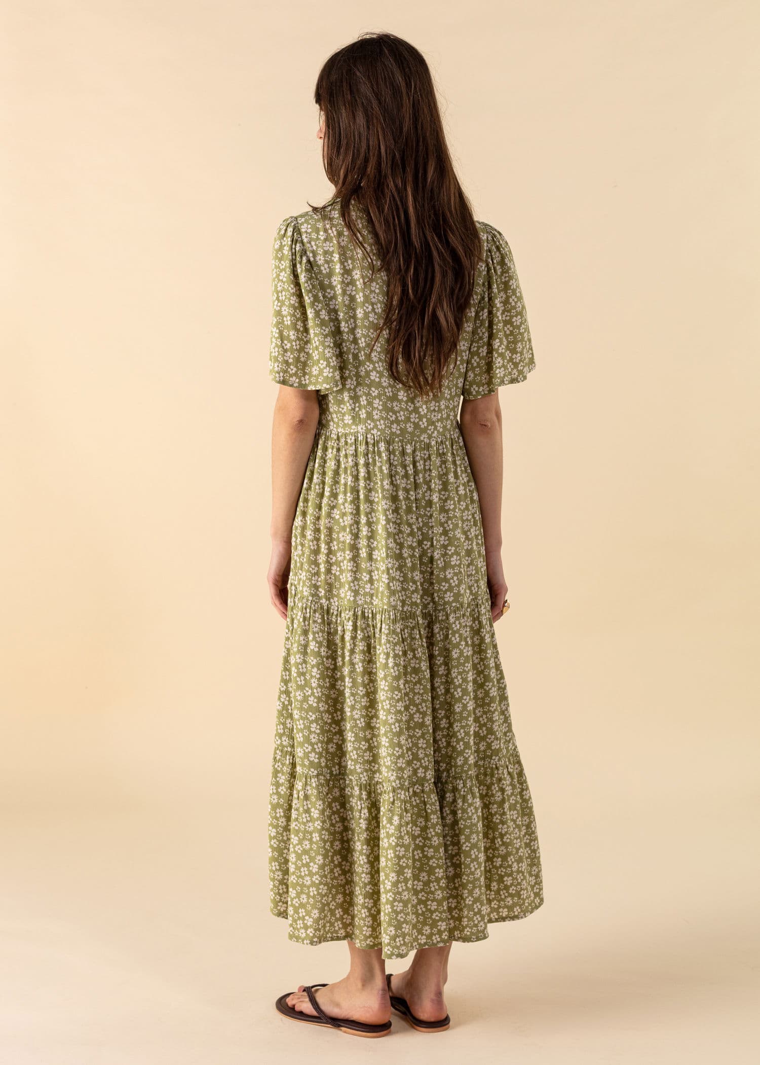 CARLY Midikjole med blomstermønster - Grønn 4 - Indiska