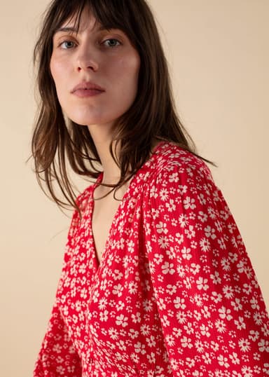 ENYA Blomstret kort kjole - Rød 3 - Indiska